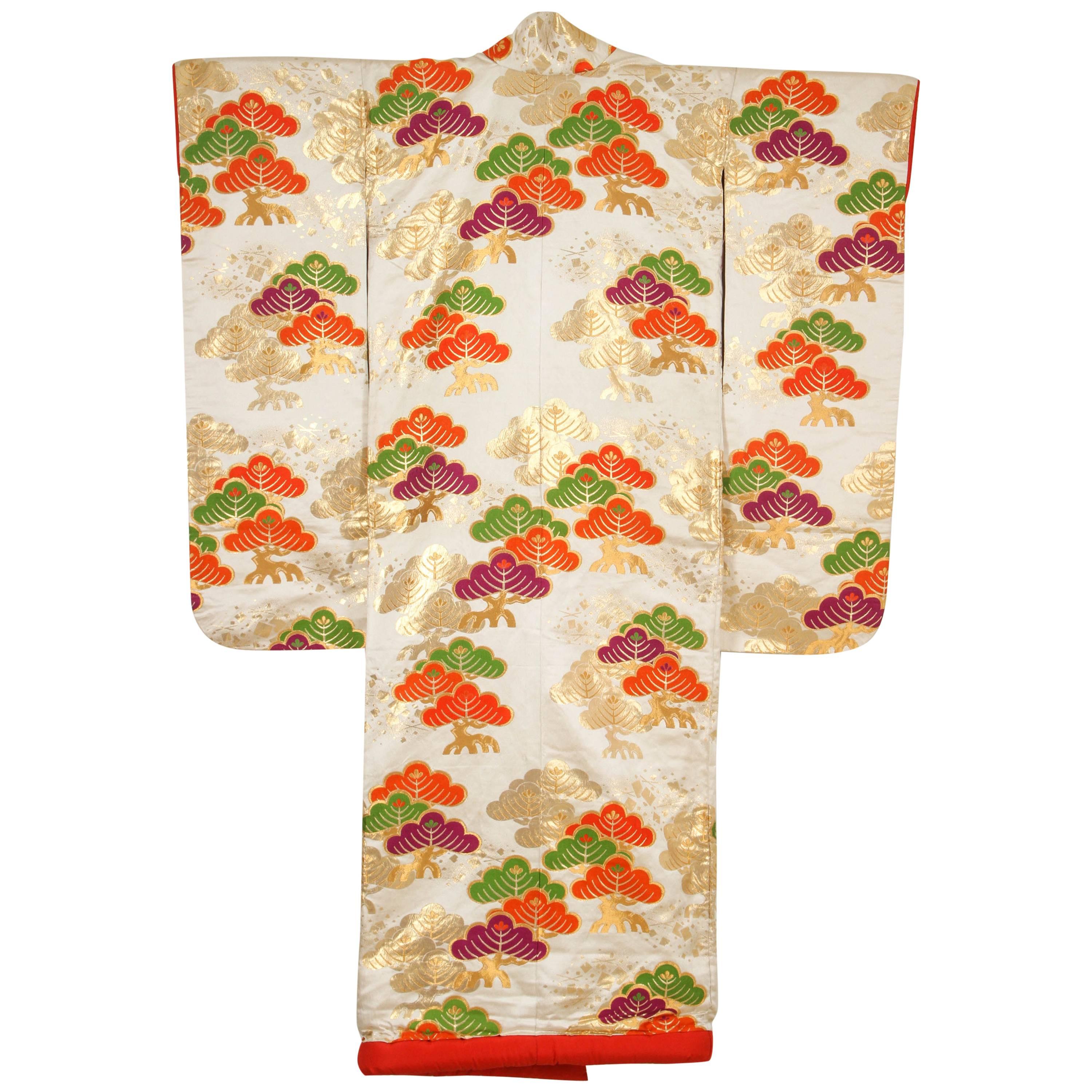 Vintage Kimono Silk Brocade Japanese Ceremonial 1970