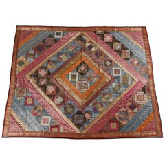 Vintage Indian Silk Sari Tapestry Quilt Patchwork Bedcover