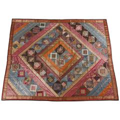 Indian Silk Sari Tapestry Quilt Patchwork Bedcover 3
