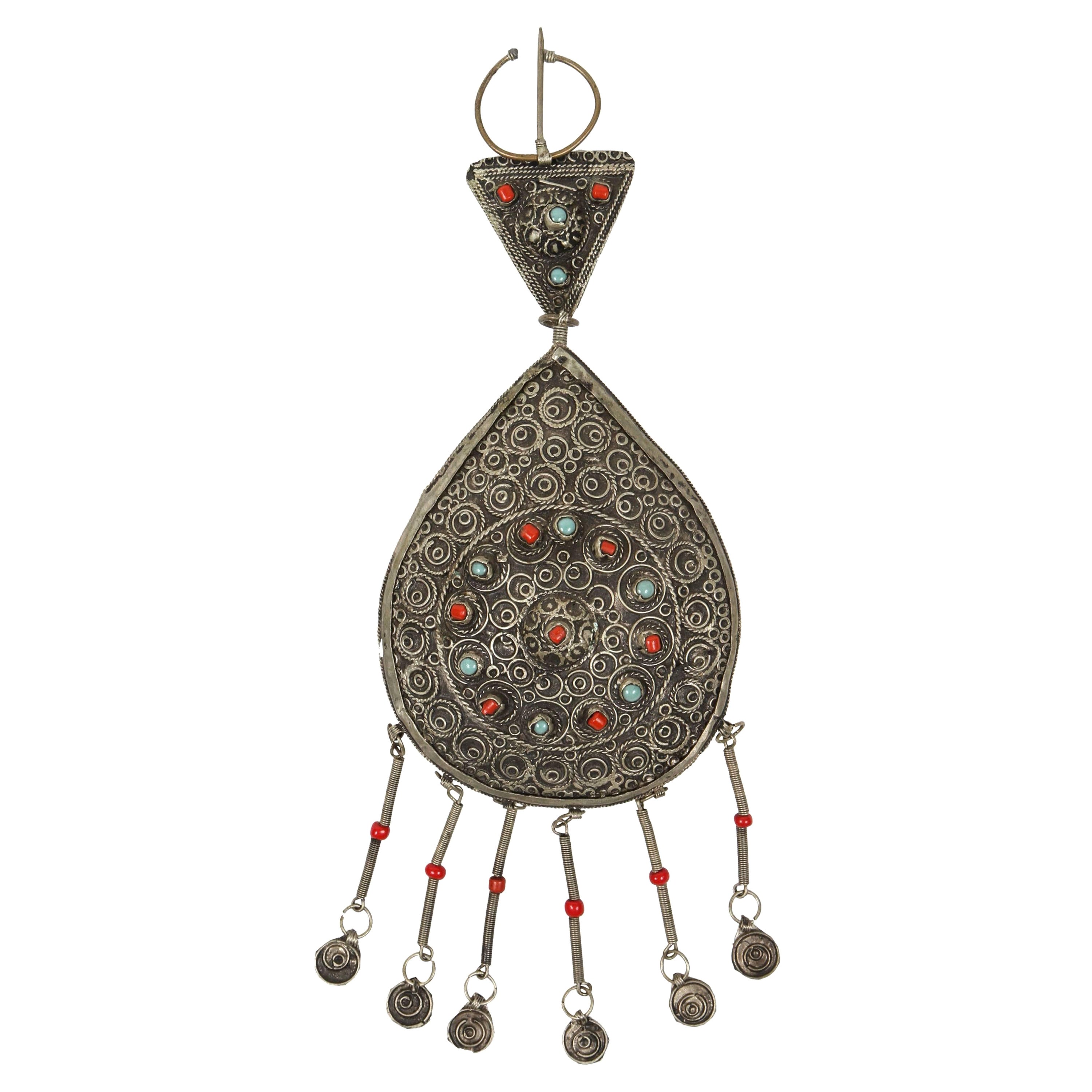 Large Vintage Moroccan Ethnic Fibula Collectible Jewelry