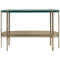 Green Marble Console with Polished Brass Structure