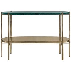 Green Marble Console with Polished Brass Structure 7