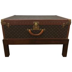 Large Louis Vuitton Steamer Trunk on Custom Mahogany Base 1
