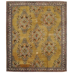 Semi Vintage Hand Knotted Room Size Wool Turkish Rug