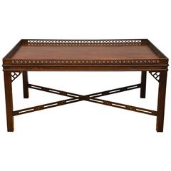 Vintage Mahogany Chinese Chippendale Style Cocktail Table