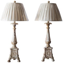 Pair of 18th Century Italian Candlestick Lamps