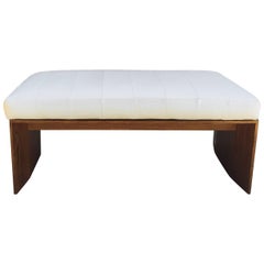 Art Deco Exotic Wood and Leather Bench in the Style of Maxime Old