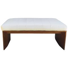 Art Deco Exotic Wood and Leather Bench in the Style of Maxime Old 4