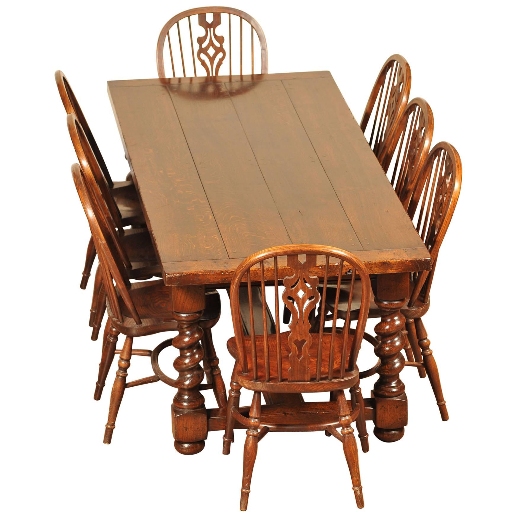 Kitchen Dining Set Refectory Table Windsor Chairs For Sale