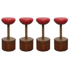 Retro Set of Four Swivel Barstools, 1960s