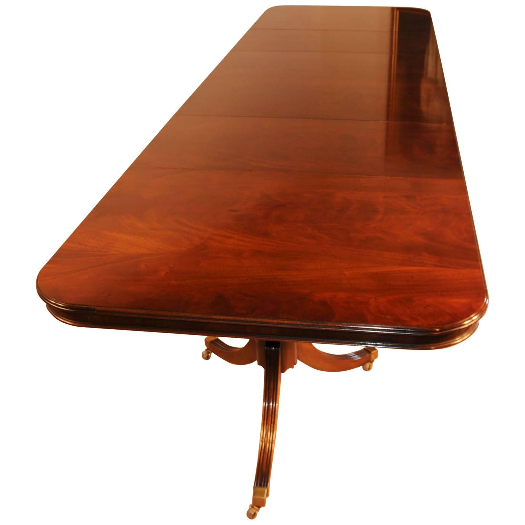 Mahogany Regency Style Pedestal Dining Table Diner Furniture, Extra Large For Sale