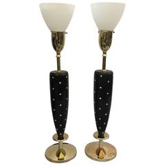 Pair of Mid-Century Rhinestone Studded Lamps by Rembrandt 6