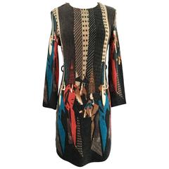 Vintage Christian Dior Art Deco Motif Wool Sweater Dress 11