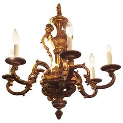 Continental Bronze Six-Light Three Figure Chandelier