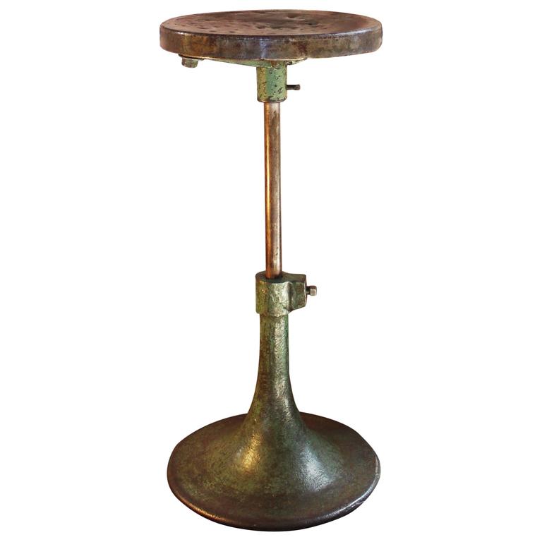 Vintage Cast Iron And Steel Backless Bar Stool For Vintage Cast Iron And Steel Backless Bar Stool For