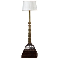 Brass and Cast Iron Andiron Mounted as Floor Lamp