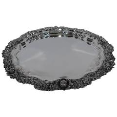 Magnificent Antique Tiffany Chrysanthemum Sterling Silver Tray 1