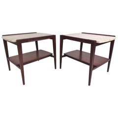 Pair of Mid-Century Modern Marble-Top End Tables