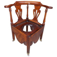 Antique American Chippendale Maple Corner Potty Chair, Circa 1770