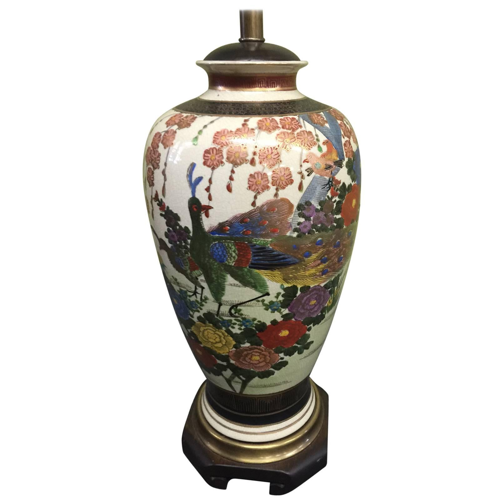 Gorgeous Frederick Cooper Hand-Painted Satsuma Table Lamp