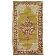 Zabihi Collection Mustard Antique Turkish Scatter Throw Size Rug