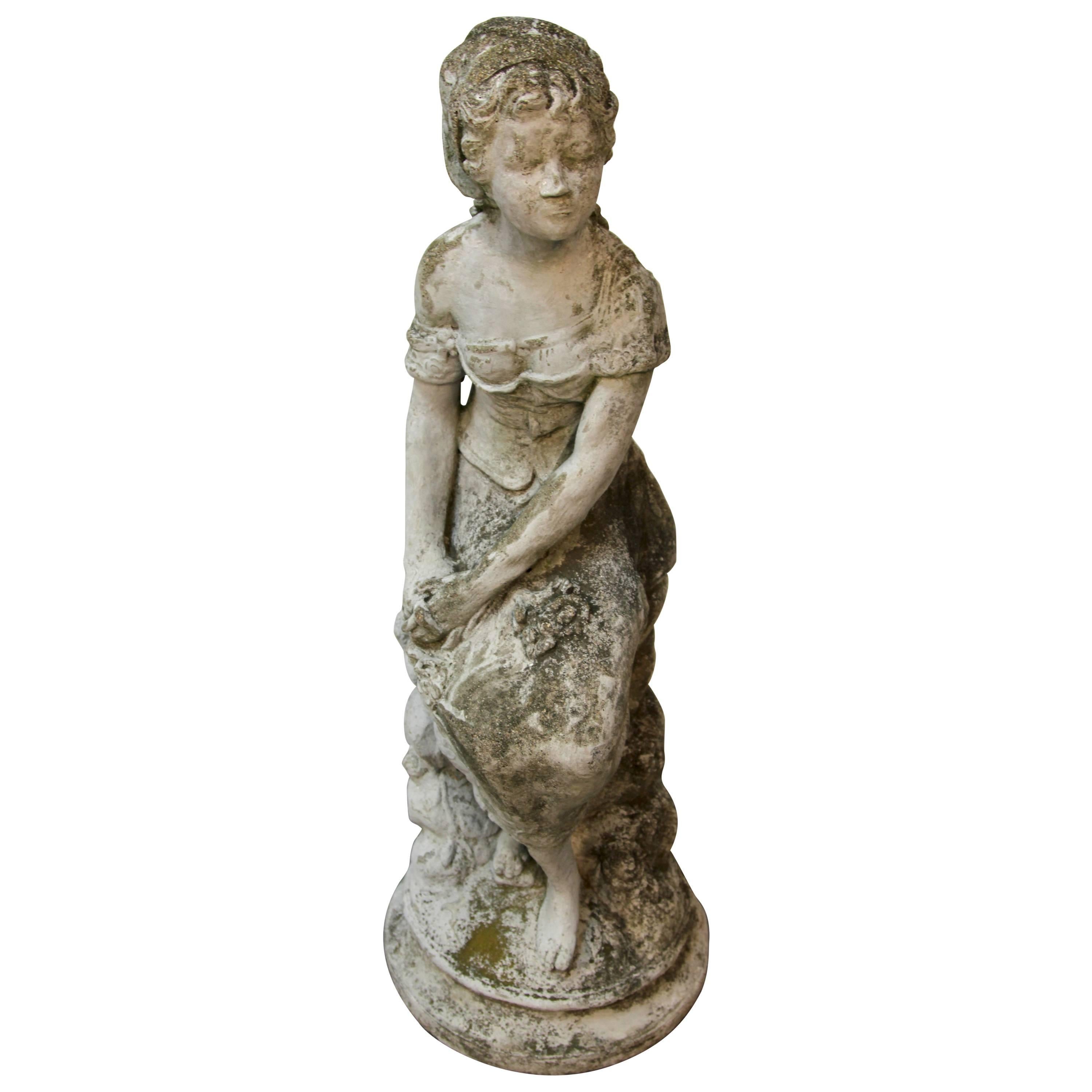 Girl with Braids Garden Statuary For Sale