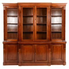 Antique Breakfront Mahogany Bookcase, Circa 1880