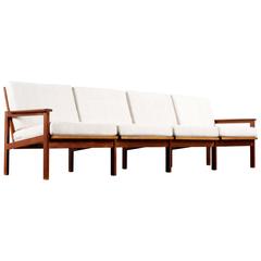 Mid Century Modern Illum Wikkelso for N. Eilersen Adjustable Teak Sofa, 1960s