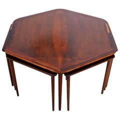 Hexagon Coffee Table and Nesting Tables Danish Mid-Century Modern in Rosewood