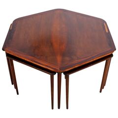 Hexagon Coffee Table and Nesting Tables Danish Mid-Century Modern in Rosewood 9