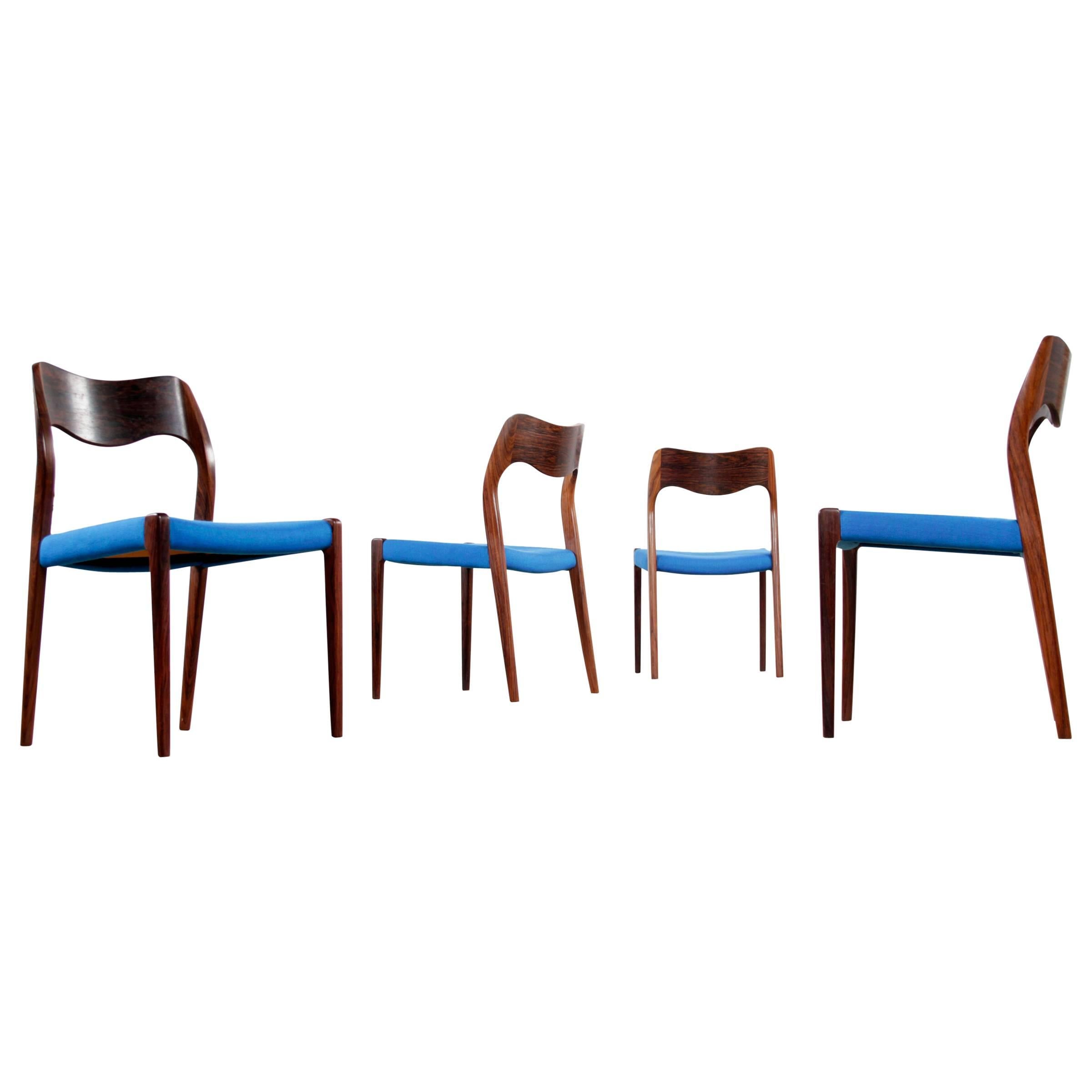Niels O. Møller Rosewood Dining Chairs Model 71