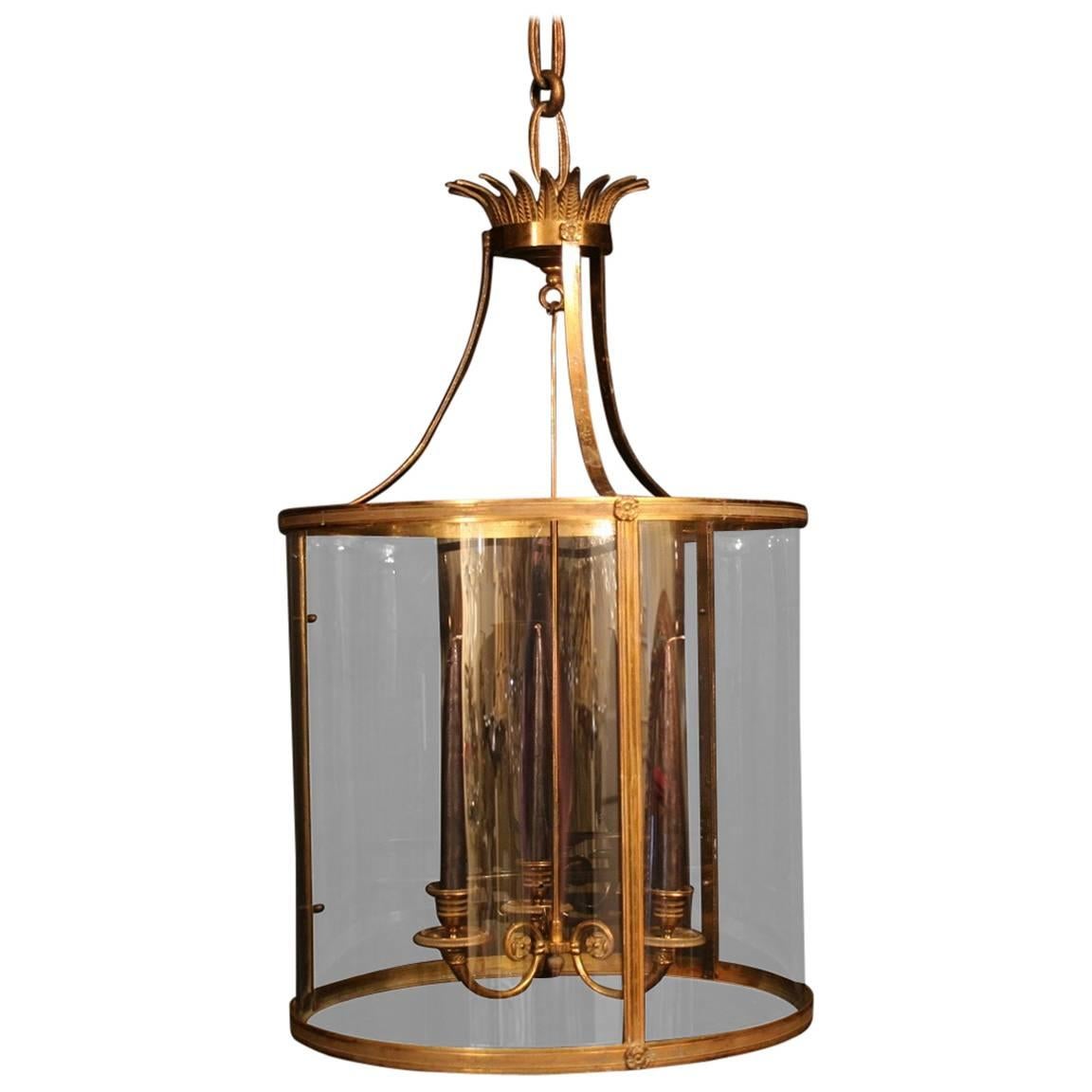 French Gilded Antique Convex Lantern