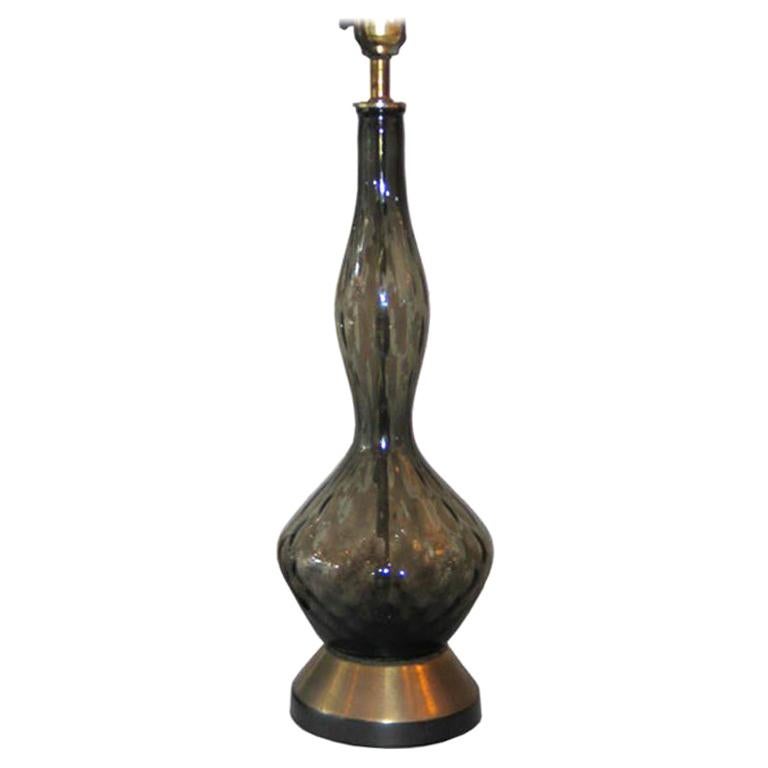 Italian Mid-Century Modern, Hand Blown, Grey Murano / Venetian Glass Table Lamp