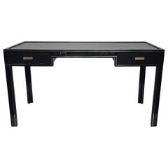 Pierre Vandel Desk, Wood Black Lacquer and Gilt Brass, France, circa 1970 3