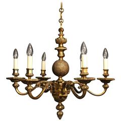 French Gilded Bronze Six-Light Antique Chandelier