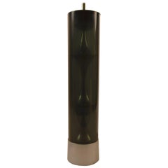 Mod Cylindrical  Smoked Lucite Table Lamp by Mutual Sunset Lamp Co