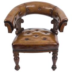 19th Century Victorian Walnut Tub Desk Armchair