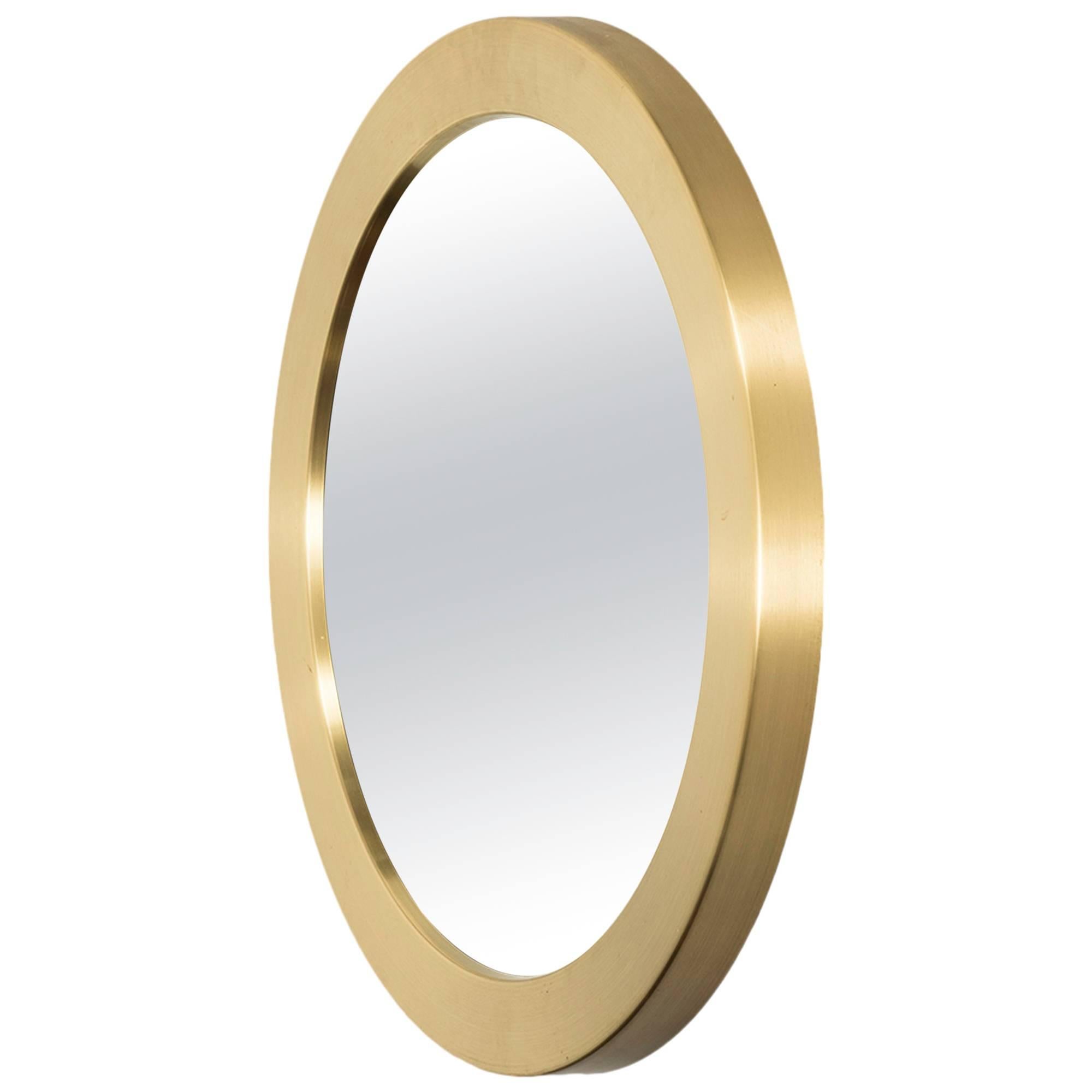 Round Mirror in Brass Model Nr 134 by Glasmäster in Sweden For Sale