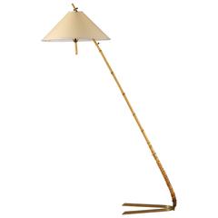 Charming Adjustable Bamboo Floor Lamp by Rupert Nikoll, 1950