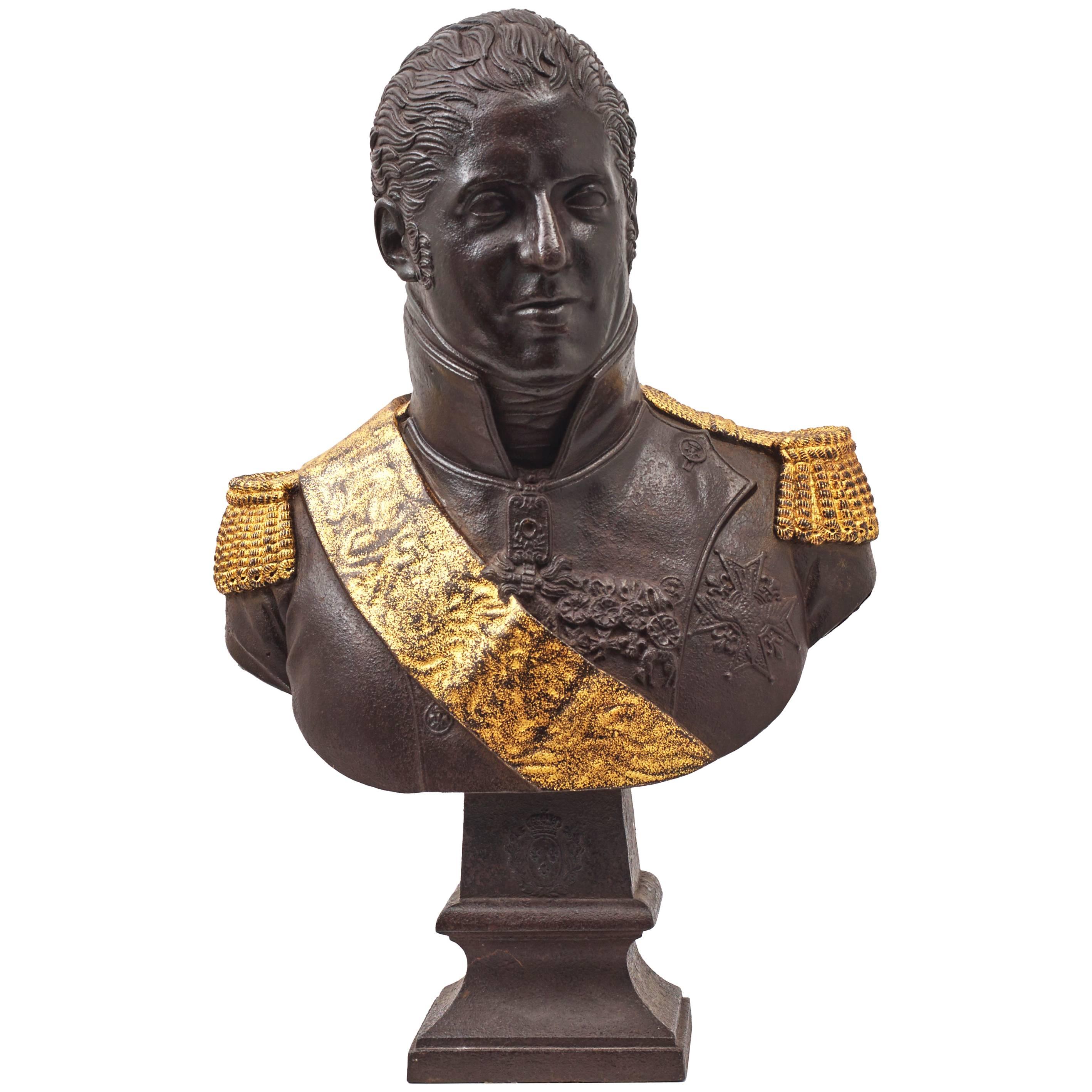 Rare Cast Iron Bust of Charles X, France, 19th Century