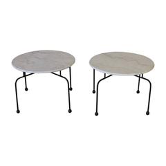 Pair of French Marble Side Tables, 1950s