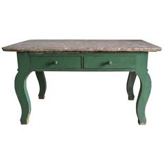 19th Century Swedish Table with Limestone Top