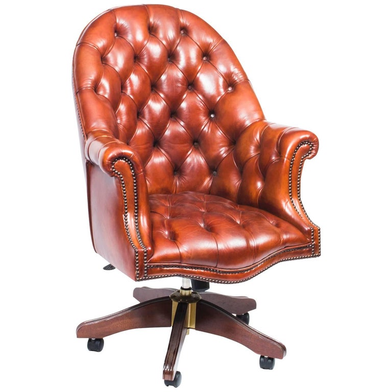 Bespoke English Hand Made Leather Directors Desk Chair