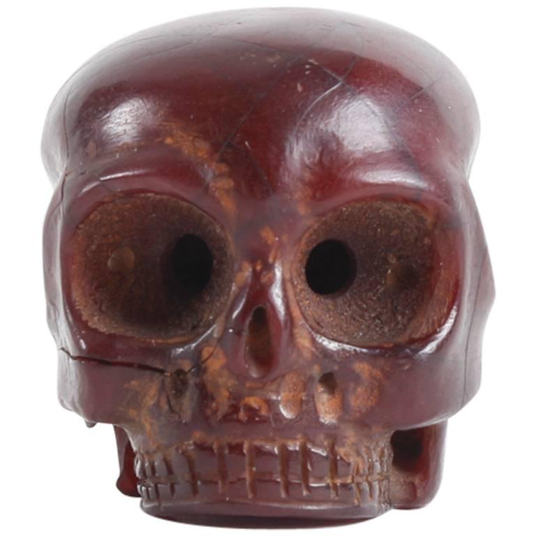 Rare and Decorative 18th or 19th Century Japanese Amber Skull For Sale