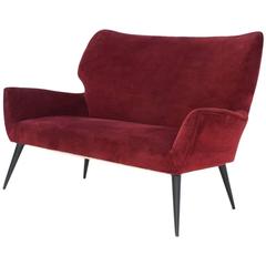 Mid-Century Italian Velvet Sofa, 1950s