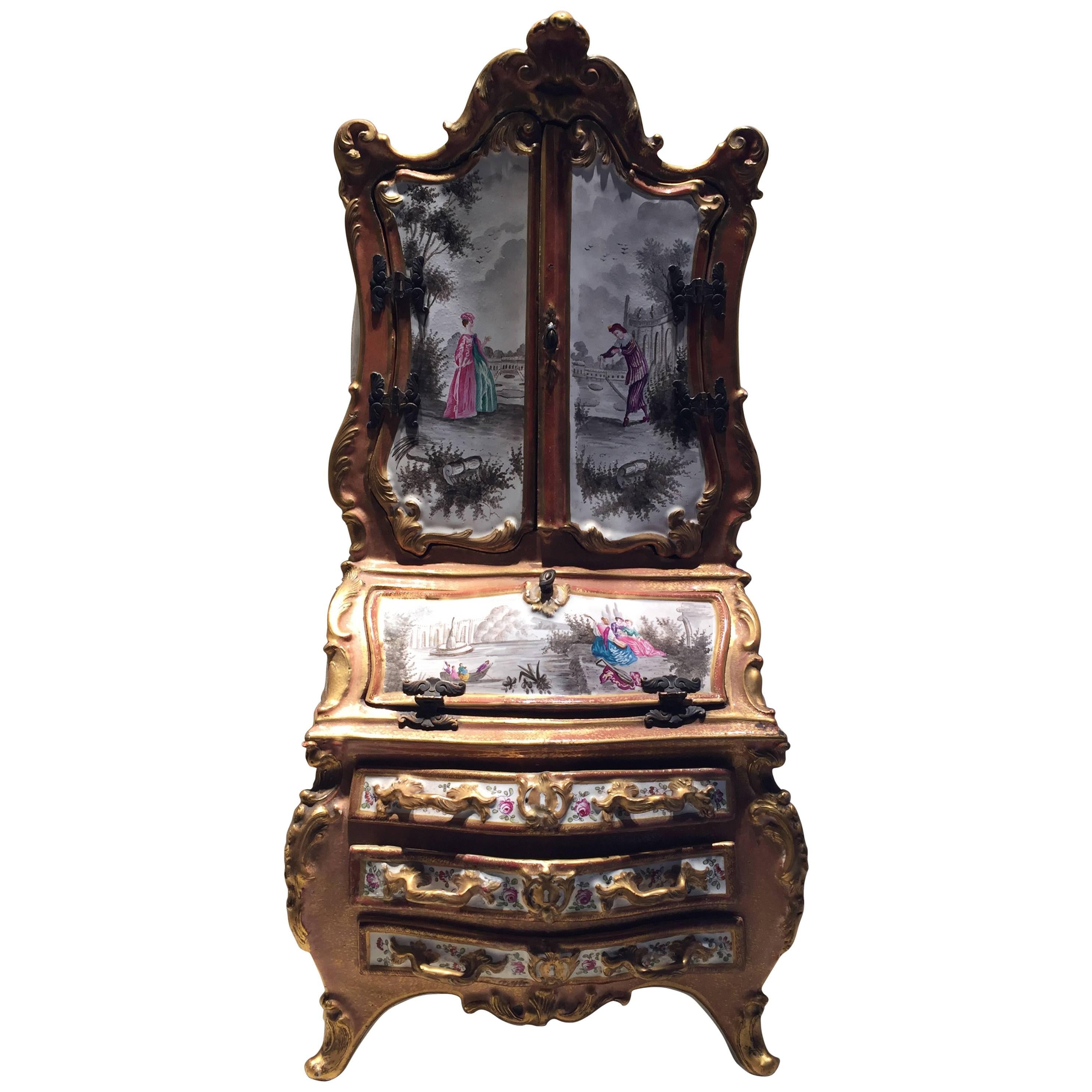 Very Rare 19th Century Porcelain Cabinet Made by Sèvres For Sale