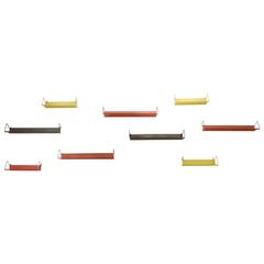 9x Mid-Century Design Mathieu Matégot Tricolor Metal Bookshelves for Artimeta 2