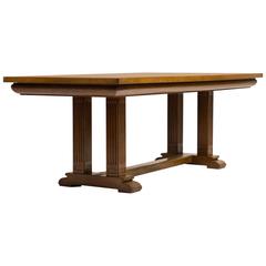 Dutch 1920s Architectural Oak Dining Table 2
