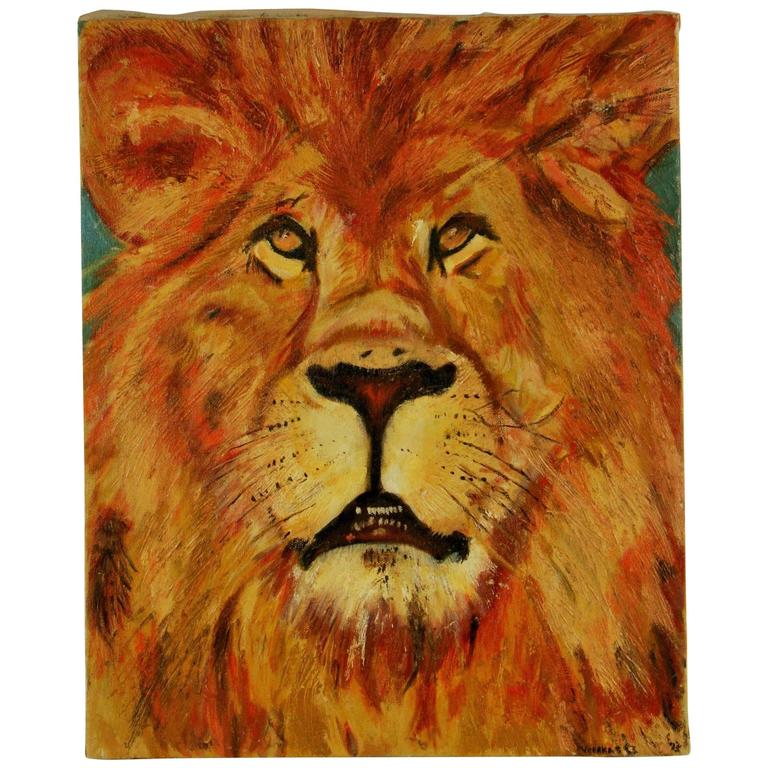 Animal Oil Painting "Leo the Lion" For Sale at 1stdibs