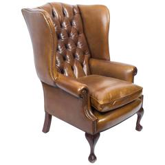 Brown Leather Wing Chair For At 1stdibs Leather Chippendale Wing Chair Armchair Cognac